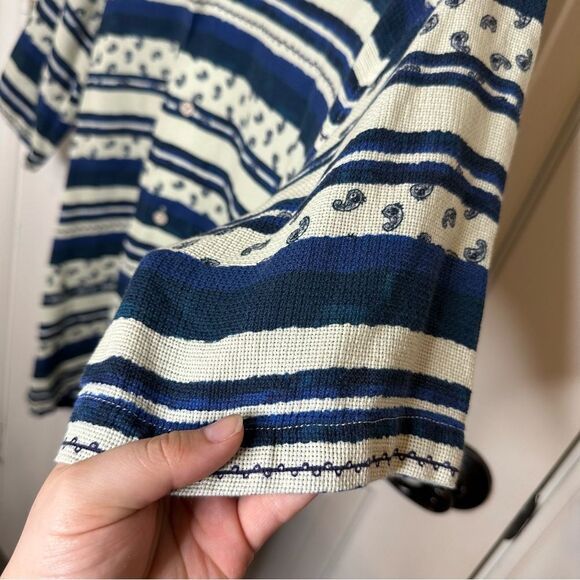 Scotch & Soda Navy Blue Creme Patchwork Printed Camp Button Down Shirt XL Indie - Picture 6 of 12